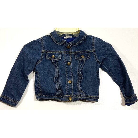 Crazy 8 Denim Jacket With Ruffle Detail Size 4T Toddler Girls - Picture 1 of 6